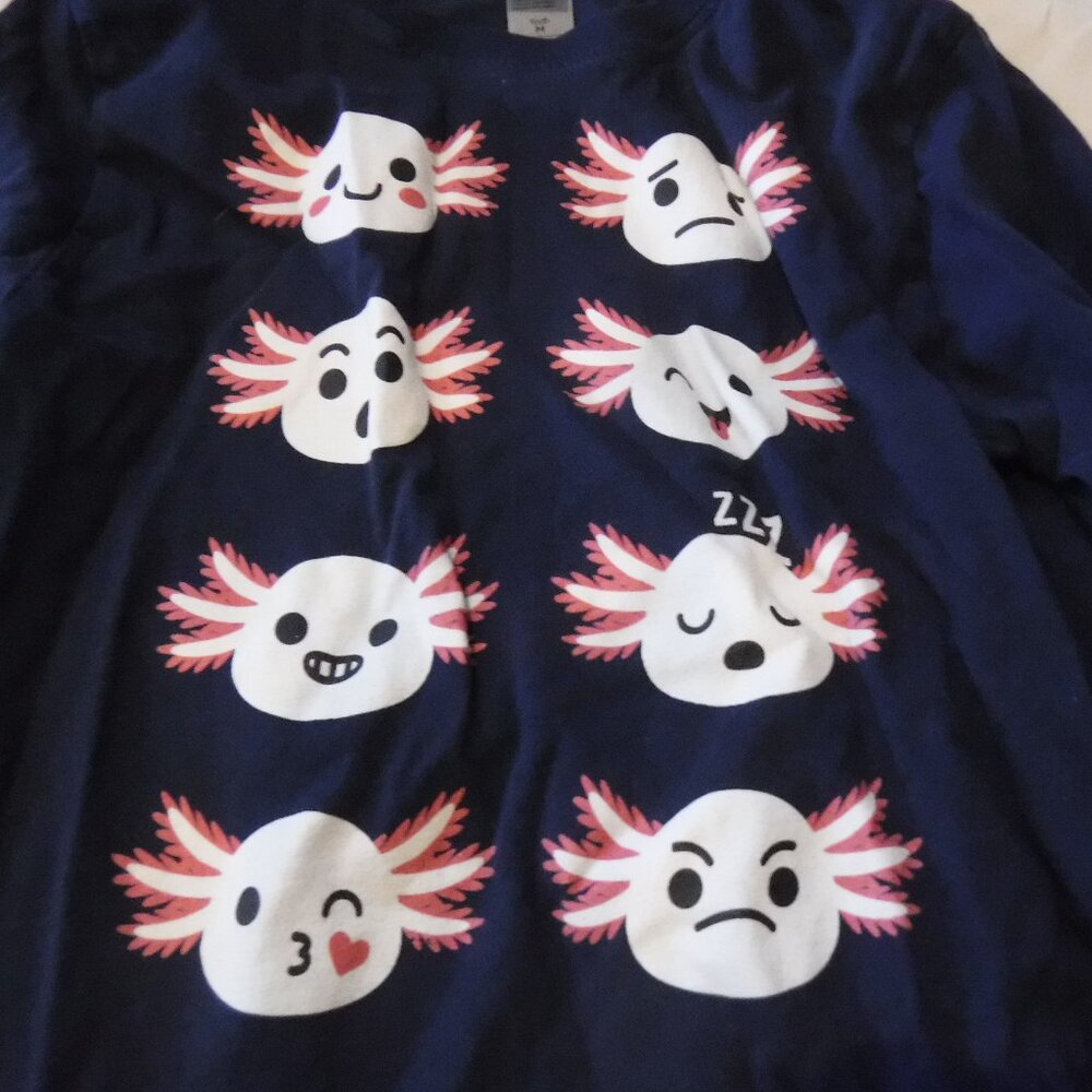 Instant Message Axolotl Emotion Blue Long Sleeve Girls Shirt Size Medium - Picture 2 of 7